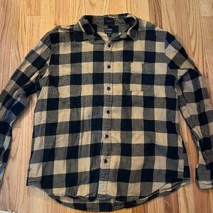 J. Crew Men's Checkered Black and Tan Shirt